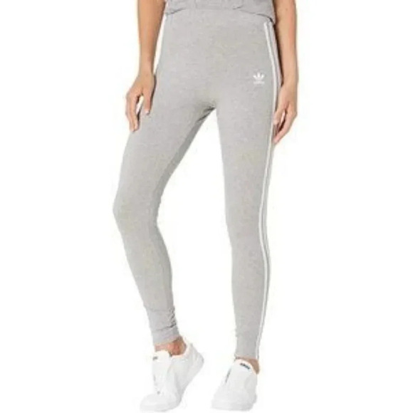 Adidas Originals Adicolor Classic Heathered Gray Three Stripe Leggings - Picture 1 of 7